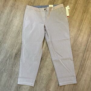 NWT Talbots Weekend Chino 14P Taupe Pin Stripe